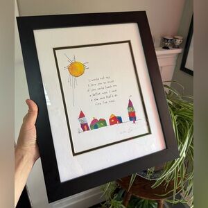Brian Andreas 1992 signed Framed Art Print with Colorful Houses and Sun